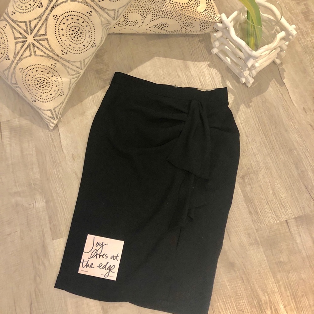 ZARA Black Pencil Skirt with slit & detail